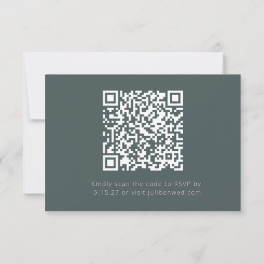 Minimalistische Teal Art Deco Trouw-RSVP QR-code RSVP Kaartje (Achterkant)