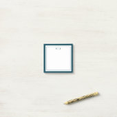 Minimalistische Teal Blauwe Twee Rand Monogram Post-it® Notes (Op bureau)