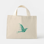 Minimalistische Teal Gestippelde Duif van Vrede Bo Mini Tote Bag (Achterkant)