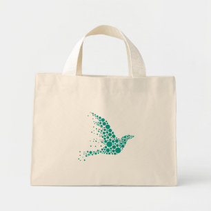 Minimalistische Teal Gestippelde Duif van Vrede Bo Mini Tote Bag