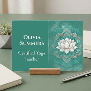 Minimalistische Teal Heilige Lotus Yoga Reiki Inst Visitekaartje