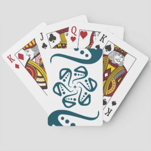 Minimalistische Teal Octopus Tentakel Mandala Kuns Pokerkaarten