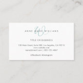 Minimalistische Teal Script Twee Rand Monogram Visitekaartje (Achterkant)