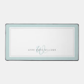 Minimalistische Teal Script Tweegrens Monogram Bureaumat (Voorkant)
