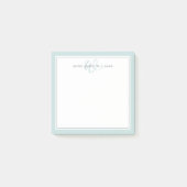 Minimalistische Teal Script Tweegrens Monogram Post-it® Notes (Voorkant)