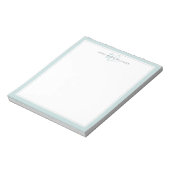 Minimalistische Teal Twee Rand Monogram Notitieblok (Linkerzijde)