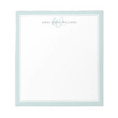 Minimalistische Teal Twee Rand Monogram Notitieblok (Voorkant)