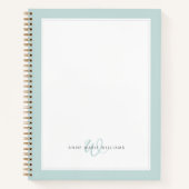 Minimalistische Teal Twee Rand Monogram  Notitieboek (Voorkant)