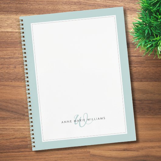Minimalistische Teal Twee Rand Monogram  Notitieboek