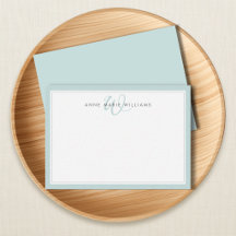 Minimalistische Teal Twee Rand Monogram