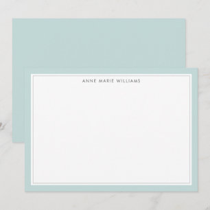 Minimalistische Teal Twee Rand Naam Notitiekaart Notitiekaartje