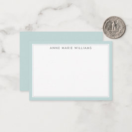 Minimalistische Teal Twee Rand Naam Notitiekaart Notitiekaartje
