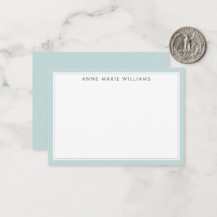 Minimalistische Teal Twee Rand Naam Notitiekaart Notitiekaartje