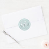 Minimalistische Teal Witte Script Rand Monogram Ronde Sticker (Envelop)