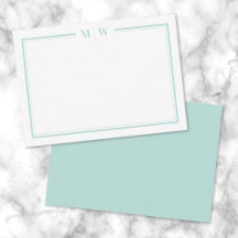 Minimalistische Tealblauwe Tweegrens Monogram