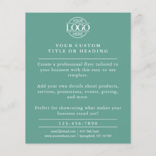 Minimalistische Tealgroene Zakelijke Logo Promotie Flyer