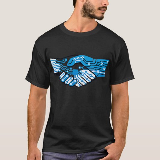 Minimalistische Tech Handshake Printplaat IT T-shi T-shirt (Voorkant)