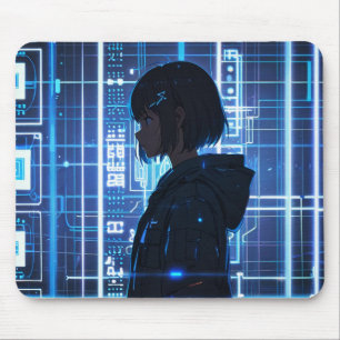 Minimalistische Tech Printplaat Anime Muismat