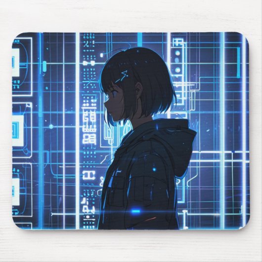 Minimalistische Tech Printplaat Anime Muismat (Voorkant)
