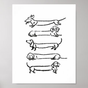 Minimalistische Teckel Schets Art Print