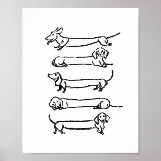 Minimalistische Teckel Schets Art Print (Voorkant)