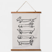 Minimalistische Teckel Tapestry Art Print Hangend Wandkleed (Voorkant)