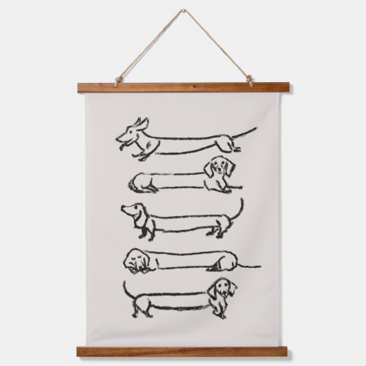 Minimalistische Teckel Tapestry Art Print Hangend Wandkleed (Voorkant)