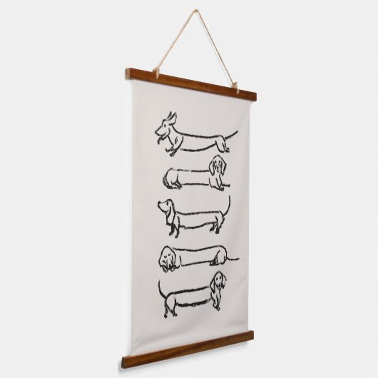 Minimalistische Teckel Tapestry Art Print Hangend Wandkleed (Gebogen)