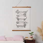 Minimalistische Teckel Tapestry Art Print Hangend Wandkleed (Slaapkamer)