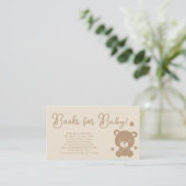 Minimalistische Teddy Bear Baby shower Books voor Informatiekaartje (Staand voorkant)