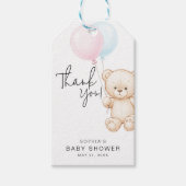 Minimalistische Teddy Bear Baby shower Dank je wel Cadeaulabel (Voorkant)
