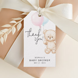Minimalistische Teddy Bear Baby shower Dank je wel Cadeaulabel