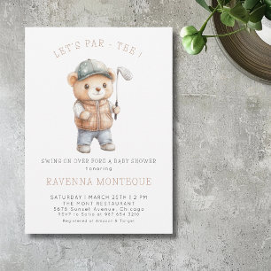 Minimalistische Teddy Golf Laat Par-Tee Baby Showe Kaart