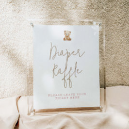 Minimalistische Teddybeer Baby Shower Luierspel Poster