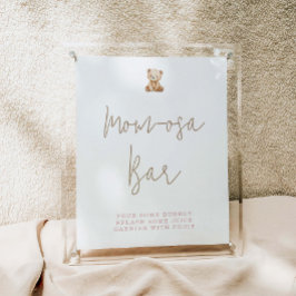 Minimalistische Teddybeer Baby Shower Momosa Bar Poster