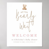 Minimalistische Teddybeer Baby Shower Welkom Poster (Voorkant)