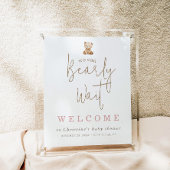 Minimalistische Teddybeer Baby Shower Welkom Poster
