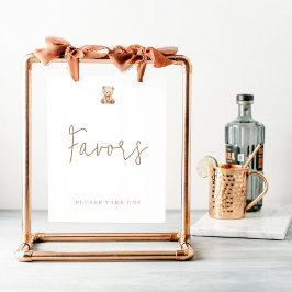 Minimalistische teddybeer babyshower favoren poster