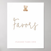 Minimalistische teddybeer babyshower favoren poster (Voorkant)