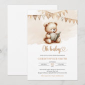 Minimalistische teddybeer die een boek leest, vlag kaart (Voorkant / Achterkant)