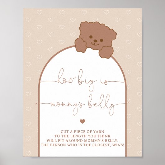 Minimalistische teddybeer Hoe groot is mama's buik Poster (Voorkant)