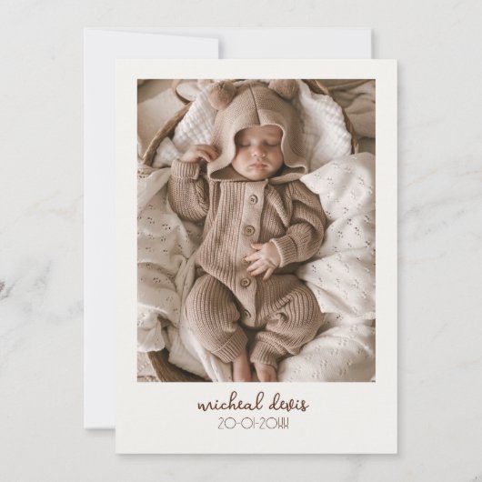 Minimalistische teddybeer-ly 1e verjaardag uitnodi kaart (Achterkant)