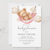 Minimalistische teddybeer slaap wolk Baby shower Kaart (Voorkant)