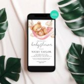 Minimalistische teddybeer slaap wolk Baby shower Kaart