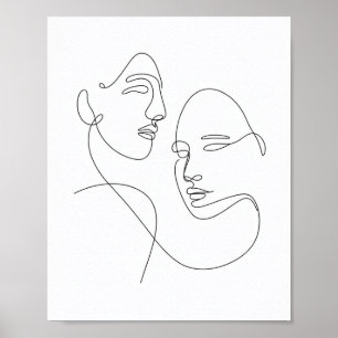 Minimalistische tekening van één lijn van twee gez poster