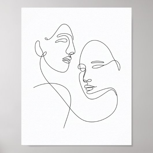 Minimalistische tekening van één lijn van twee gez poster (Voorkant)