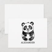 Minimalistische tekening van een panda in zwart-wi briefkaart (Voorkant / Achterkant)