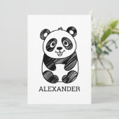 Minimalistische tekening van een panda in zwart-wi kaart (Staand voorkant)