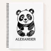 Minimalistische tekening van een panda in zwart-wi