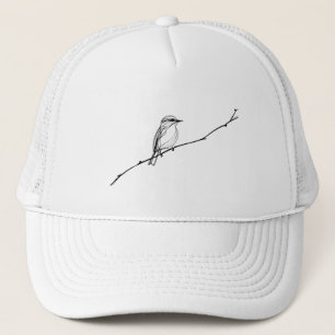 Minimalistische tekening van een vogel op een tak trucker pet